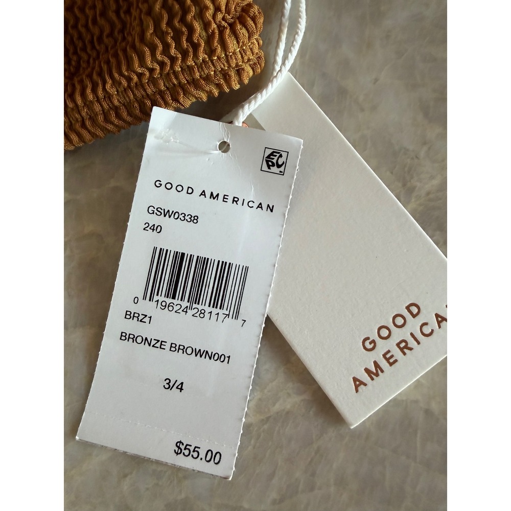 NWT Good American Always Fits One Shoulder Bikini Top Bronze Brown Size 3/4 - Picture 3 of 4